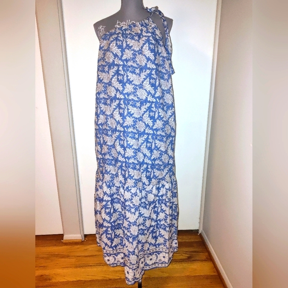 Velvet by Graham & Spencer Joanne Printed Maxi Dress Azul One Shoulder - Picture 2 of 10